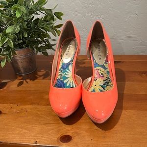 Madden girl bright coral pink stilettos.